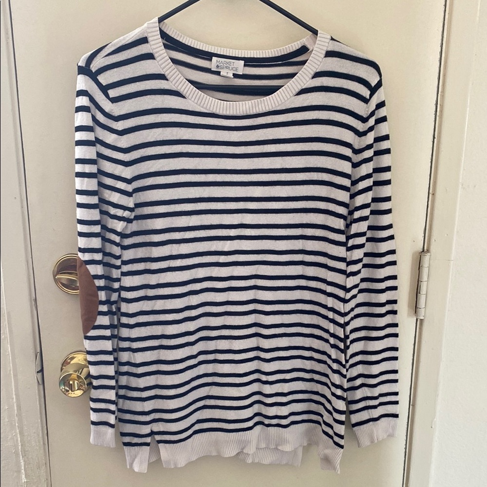 Market & Spruce Navy and White Striped Sweater
